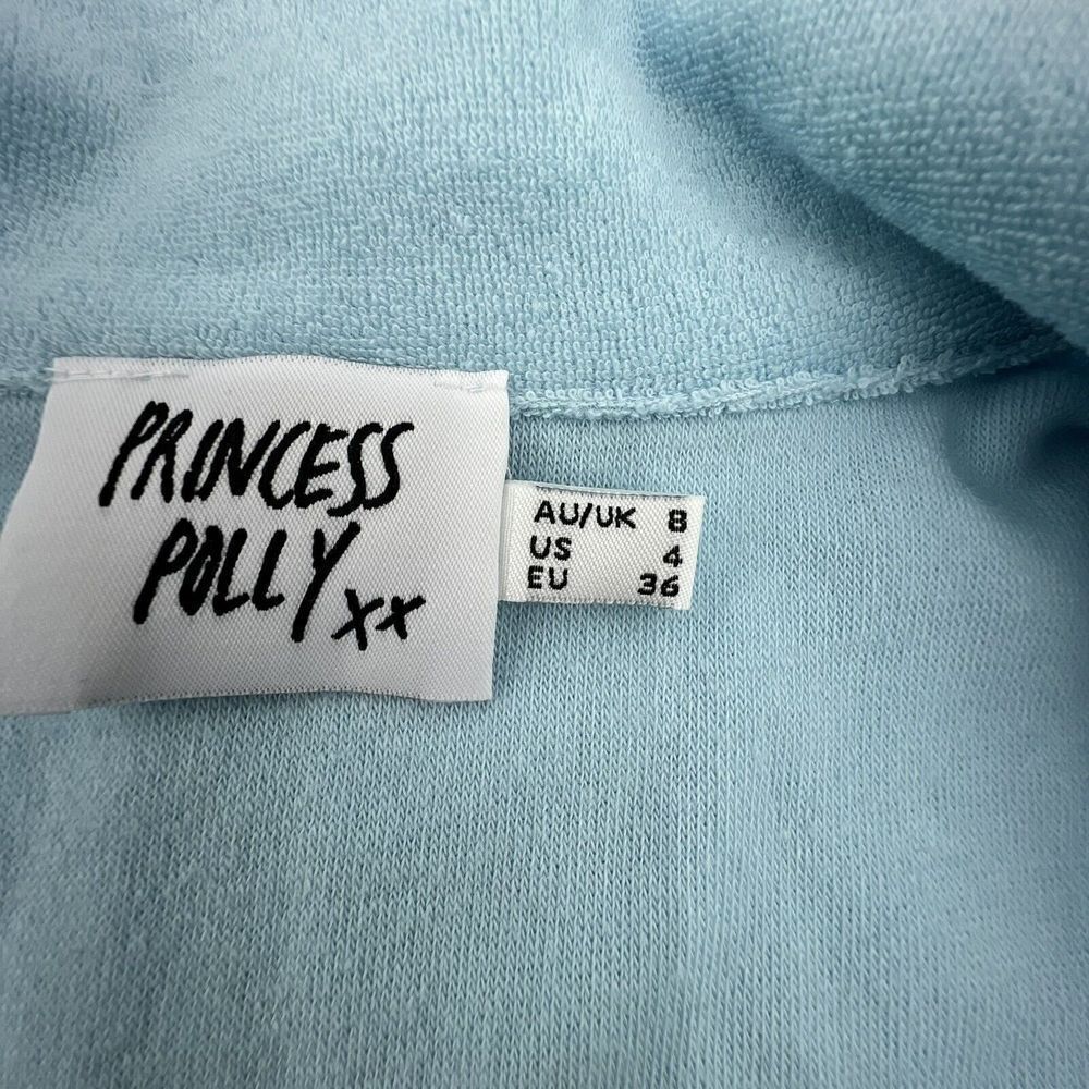 Princess Polly Terry Cloth Light Blue Crop Top Size 4 - Picture 2 of 4